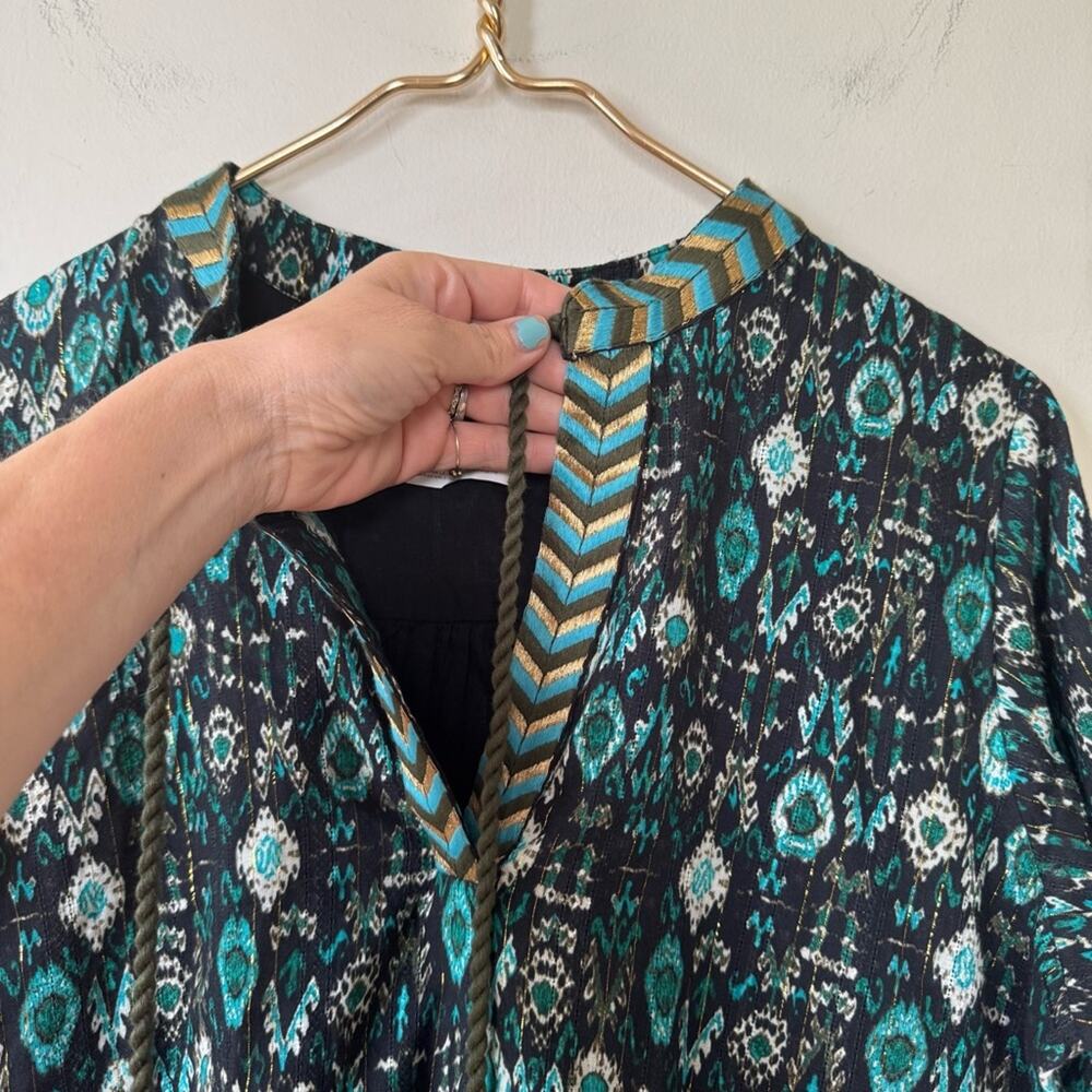 NWOT Miraclesuit Beach Dress Cover Up Bijoux Black and Teal Aztec S - Picture 7 of 13